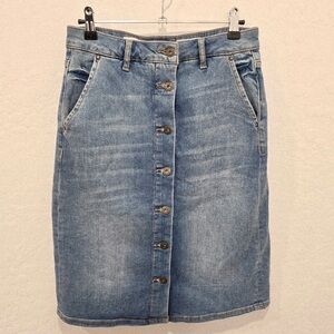 Pilcro Denim Button-Front A-Line Skirt Womens 2 Cotton Blue Coastal Cowgirl